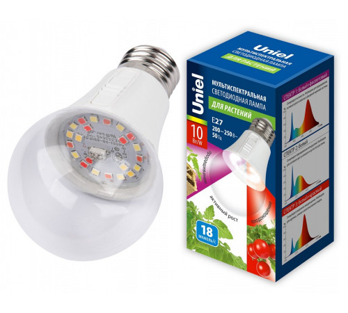 Лампа для растений Uniel LED-A60-10W/SPM3/E27/CL PLP35WH MULTIPLANT UL-00011438 Лампа для растений Uniel LED-A60-10W/SPM3/E27/CL PLP35WH MULTIPLANT UL-00011438
