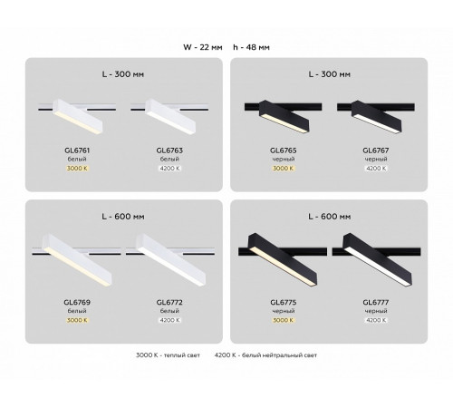 Трековый однофазный светильник Ambrella Light Track System GL6775