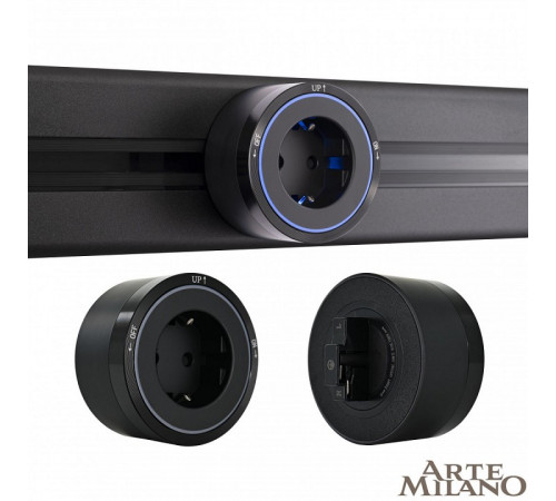 Трековая розетка Arte Milano Am-track-sockets 380066TS LED/ES Black