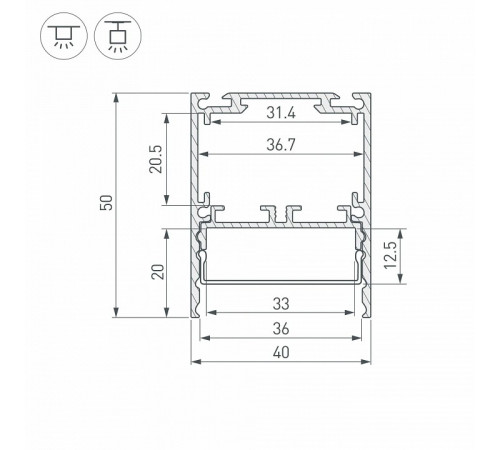 Алюминиевый профиль Arlight SL-LINE-4050-3L-2000 ANOD 044666 Алюминиевый профиль Arlight SL-LINE-4050-3L-2000 ANOD 044666