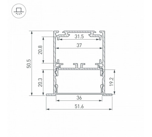 Алюминиевый профиль Arlight SL-LINIA52-3L-F-2000 ANOD 044682
