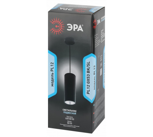 Подвесной светильник ЭРА PL12 GX53 BK/SL Б0048544