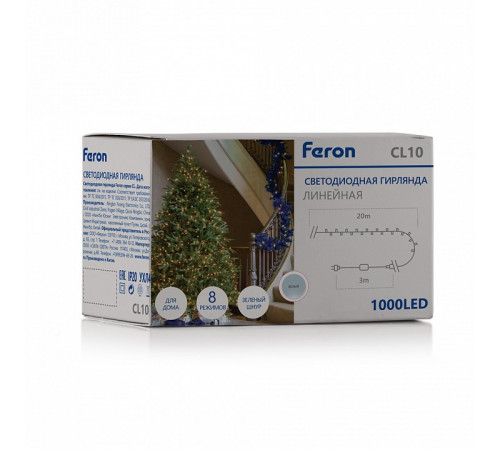 Светодиодная гирлянда Feron CL10 230В 60Вт 5000К 20м IP20 48180 Светодиодная гирлянда Feron CL10 230В 60Вт 5000К 20м IP20 48180