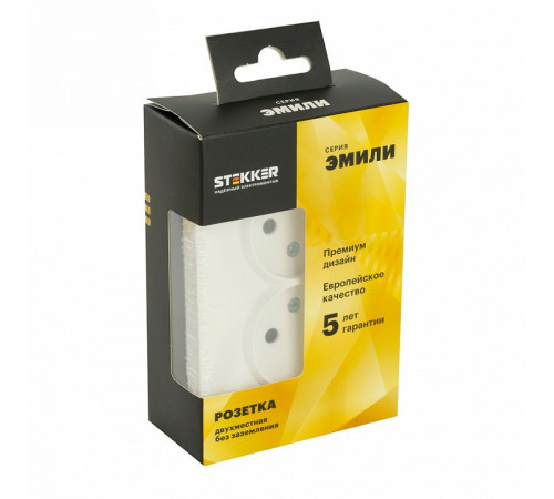 Розетка 2-местная с защитной шторкой Stekker RST16-5116-01 Эмили 49877