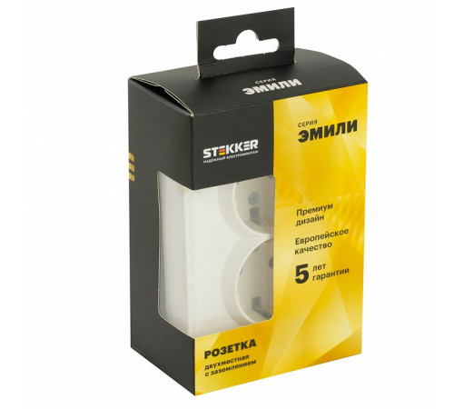 Розетка 2-местная с защитной шторкой Stekker RST16-5114-01 Эмили 49882