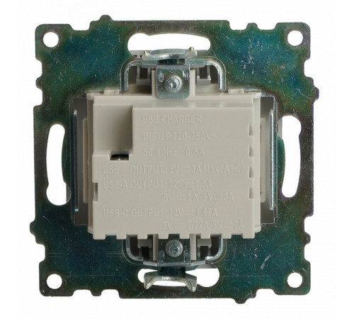 Розетка 2-местная USB + type C Stekker Катрин GLS10-7116-03 50054