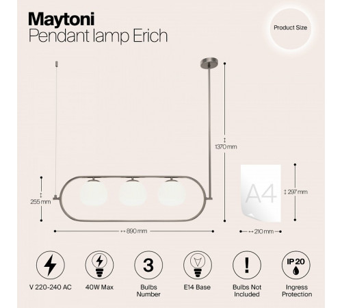 Подвесной светильник Maytoni Erich MOD221PL-03N Подвесной светильник Maytoni Erich MOD221PL-03N