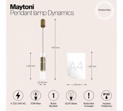 Подвесной светильник Maytoni Dynamics MOD326PL-01MG Подвесной светильник Maytoni Dynamics MOD326PL-01MG