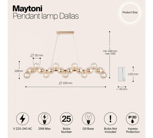Подвесная люстра Maytoni Dallas MOD547PL-25G Подвесная люстра Maytoni Dallas MOD547PL-25G