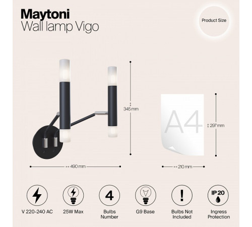 Бра Maytoni Vigo MOD620WL-04B Бра Maytoni Vigo MOD620WL-04B