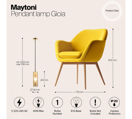 Подвесной светильник Maytoni Gioia P011PL-01G