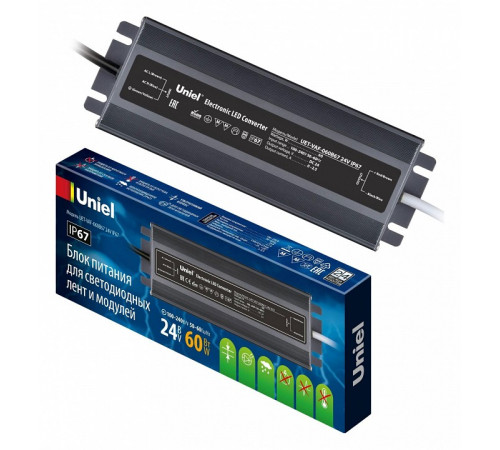 Блок питания Uniel UET-VAF-060B67 24V IP67 UL-00009366 Блок питания Uniel UET-VAF-060B67 24V IP67 UL-00009366