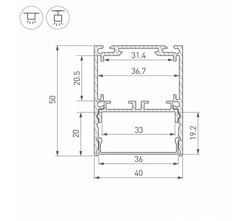 Алюминиевый профиль Arlight SL-LINE-4050-3L-2000 ANOD 044666 Алюминиевый профиль Arlight SL-LINE-4050-3L-2000 ANOD 044666