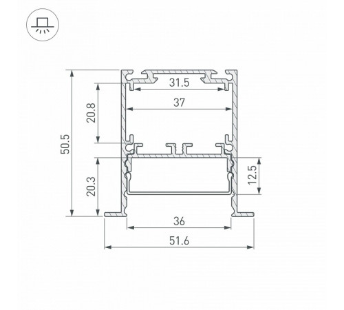 Алюминиевый профиль Arlight SL-LINIA52-3L-F-2000 ANOD BLACK 044685