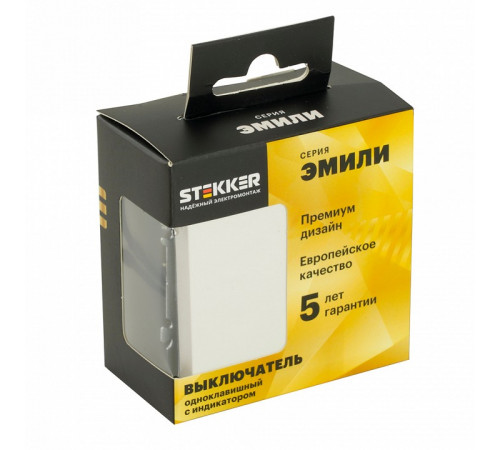 Выключатель одноклавишный c индикатором Stekker RSW10-5101-01 Эмили 49863 Выключатель одноклавишный c индикатором Stekker RSW10-5101-01 Эмили 49863