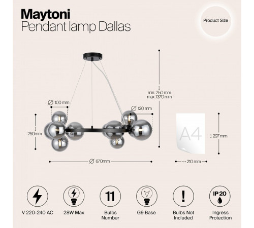 Подвесная люстра Maytoni Dallas MOD545PL-11B