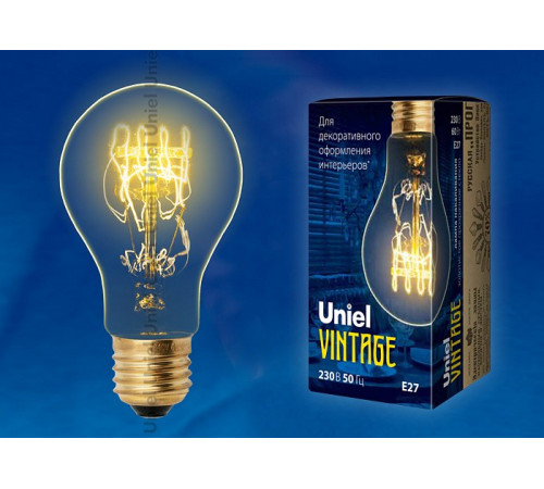 Лампа накаливания (UL-00000476) Uniel E27 60W золотистая IL-V-A60-60/GOLDEN/E27 SW01