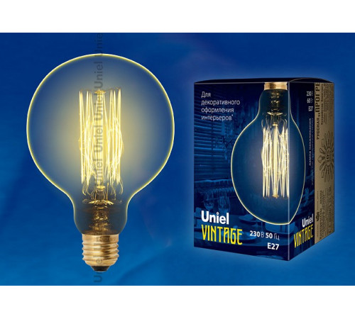 Лампа накаливания (UL-00000480) Uniel E27 60W золотистый IL-V-G125-60/GOLDEN/E27 VW01