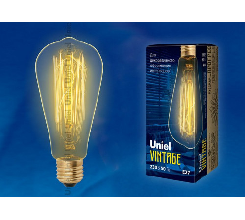 Лампа накаливания (UL-00000482) Uniel E27 60W золотистая IL-V-ST64-60/GOLDEN/E27 VW02