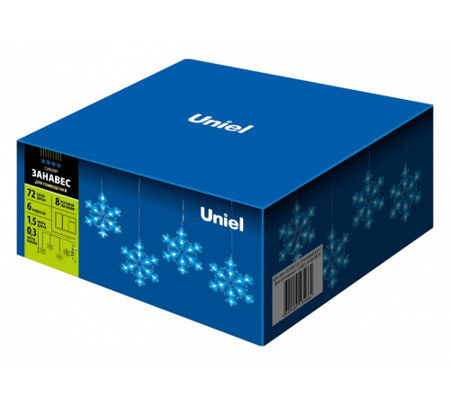 Светодиодная гирлянда Uniel занавес Снежинки-1 (UL-00007336) синий ULD-E1503-072/DTA Blue IP20 Snowflakes-3 Светодиодная гирлянда Uniel занавес Снежинки-1 (UL-00007336) синий ULD-E1503-072/DTA Blue IP20 Snowflakes-3
