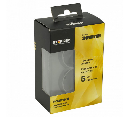 Розетка 2-местная с защитной шторкой Stekker Эмили RST16-5114-10 49960