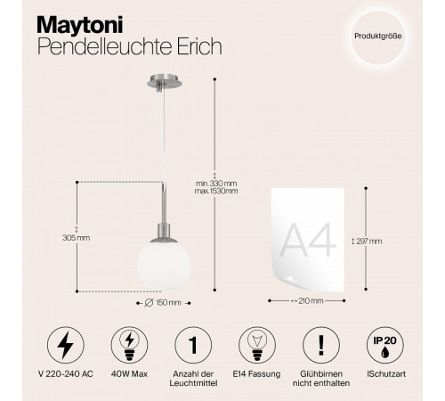 Подвесной светильник Maytoni Erich MOD221-PL-01-G