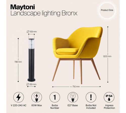 Уличный светильник Maytoni Bronx O576FL-01B Уличный светильник Maytoni Bronx O576FL-01B