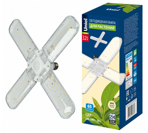 Лампа для растений Uniel LED-P65-32W/SPFS/E27/CL/P4 PLP32WH UL-00011421