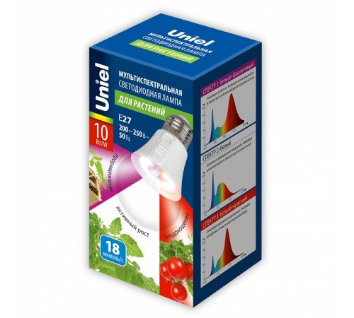 Лампа для растений Uniel LED-A60-10W/SPM3/E27/CL PLP35WH MULTIPLANT UL-00011438 Лампа для растений Uniel LED-A60-10W/SPM3/E27/CL PLP35WH MULTIPLANT UL-00011438