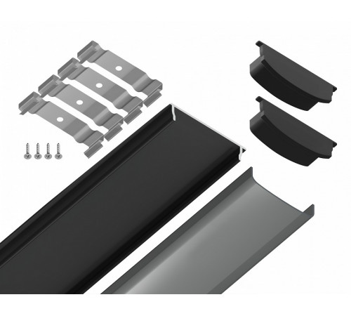 Алюминиевый накладной профиль Ambrella Light Alum Profile GP1600BK Алюминиевый накладной профиль Ambrella Light Alum Profile GP1600BK