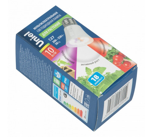 Лампа для растений Uniel LED-A60-10W/SPM3/E27/CL PLP35WH MULTIPLANT UL-00011438 Лампа для растений Uniel LED-A60-10W/SPM3/E27/CL PLP35WH MULTIPLANT UL-00011438