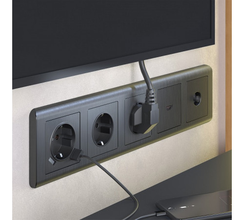 Накладка для розетки USB Werkel графит рифленый W1179504 4690389158667 Накладка для розетки USB Werkel графит рифленый W1179504 4690389158667