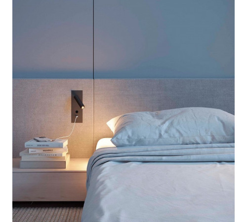 Спот Arlight SP-BED-CHARGE-BUILT-S80x230-3W Warm3000 (BK, 20 deg, 230V, USB-A, USB-C) 046880