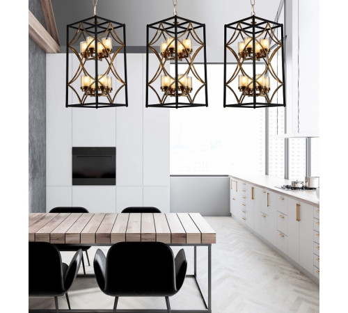Подвесная люстра Lumina Deco Quadrato LDP 1223-8 BK+MD Подвесная люстра Lumina Deco Quadrato LDP 1223-8 BK+MD