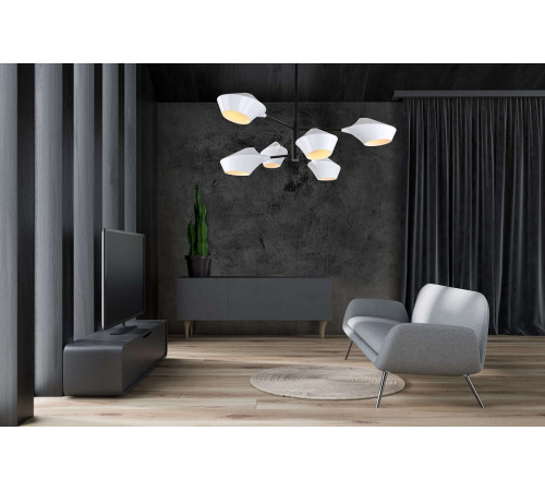 Подвесная люстра Lumina Deco Romina LDP 6037-6 WT+BK Подвесная люстра Lumina Deco Romina LDP 6037-6 WT+BK