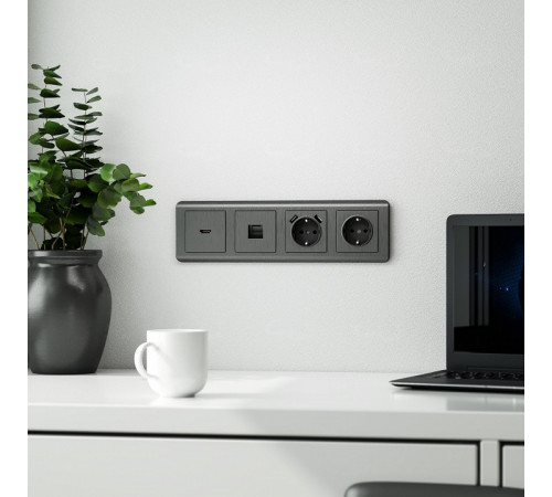 Накладка для розетки USB Werkel графит рифленый W1179504 4690389158667 Накладка для розетки USB Werkel графит рифленый W1179504 4690389158667