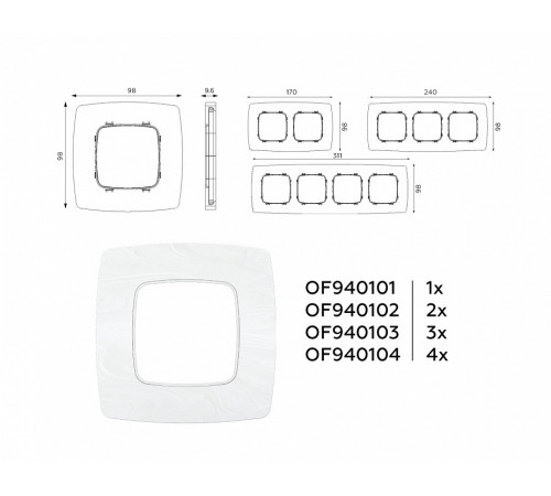 Рамка двухместная Ambrella Volt Opera OF940102 Рамка двухместная Ambrella Volt Opera OF940102