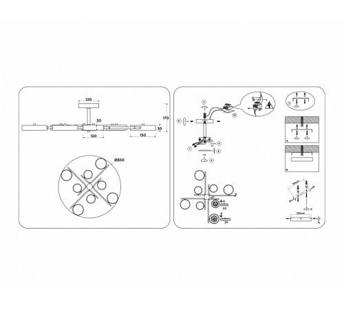 Люстра на штанге Ambrella Light Linetech Comfort FL516338 Люстра на штанге Ambrella Light Linetech Comfort FL516338