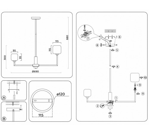 Люстра на штанге Ambrella Light High Light Heigh Light LH53015 Люстра на штанге Ambrella Light High Light Heigh Light LH53015