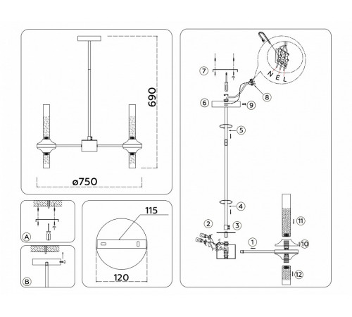 Люстра на штанге Ambrella Light High Light Modern LH55353 Люстра на штанге Ambrella Light High Light Modern LH55353