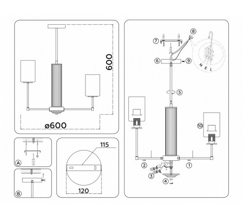 Люстра на штанге Ambrella Light High Light Modern LH56211
