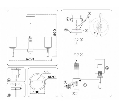 Люстра на штанге Ambrella Light High Light Modern LH56253 Люстра на штанге Ambrella Light High Light Modern LH56253