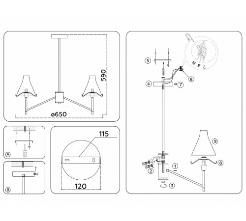 Люстра на штанге Ambrella Light High Light Modern LH57133 Люстра на штанге Ambrella Light High Light Modern LH57133