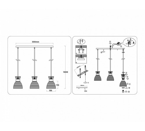 Подвесной светильник Ambrella Light Loft Traditional TR3407