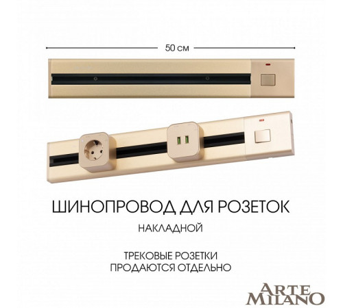 Накладной шинопровод с выключателем Arte Milano Am-track-sockets 385205TOB/50 Gold