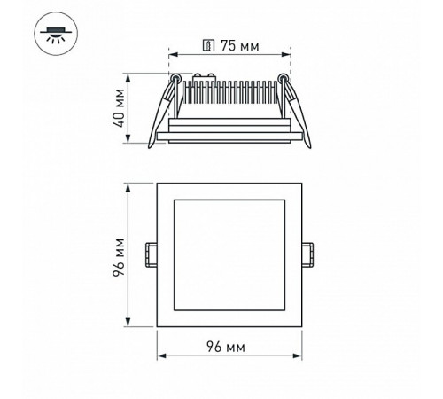 Встраиваемый светодиодный светильник Arlight LT-S96x96WH 6W Day White 014934 Встраиваемый светодиодный светильник Arlight LT-S96x96WH 6W Day White 014934