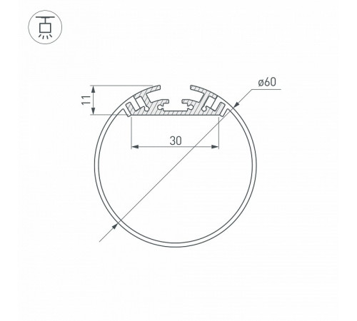 Профиль Arlight SL-ROUND-D60-2000 ANOD 019286 Профиль Arlight SL-ROUND-D60-2000 ANOD 019286