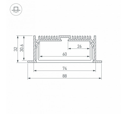 Профиль с экраном Arlight SL-LINIA88-F-2500 ANOD+OPAL 020471