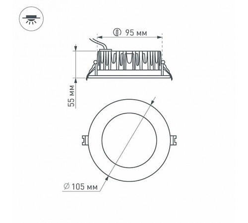 Встраиваемый светодиодный светильник Arlight LTD-105WH-Frost-9W Warm White 021067 Встраиваемый светодиодный светильник Arlight LTD-105WH-Frost-9W Warm White 021067