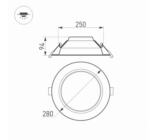 Встраиваемый светильник Arlight IM-Cyclone-R280-40W White6000 022526(2) Встраиваемый светильник Arlight IM-Cyclone-R280-40W White6000 022526(2)